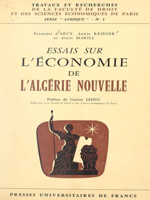 cover image of Essais sur l'économie de l'Algérie nouvelle
